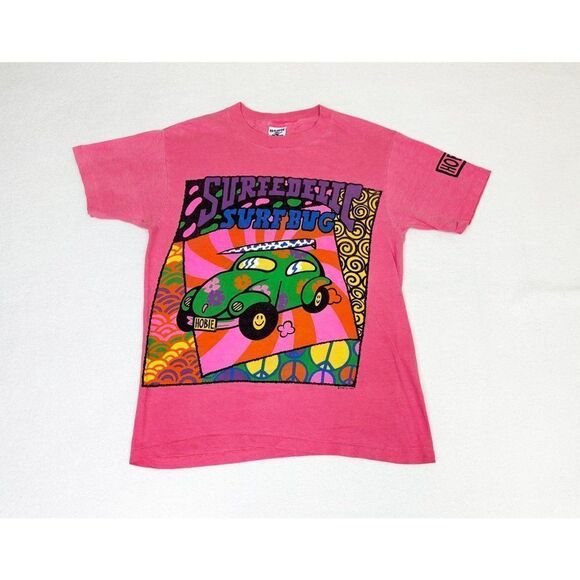 Vintage 1989 Hobie Surfedelic Surf Bug Car T-Shirt Medium Beach Single Stitch - Picture 2 of 12